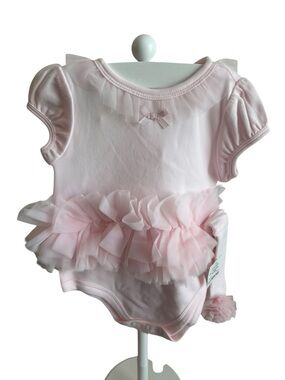 First Impressions Light Pink Tulle Ruffle Baby Onesie